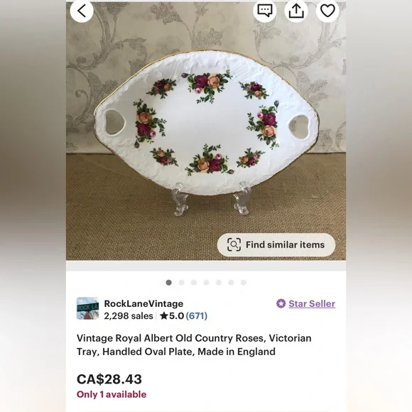 Old Country Roses Oval Tray - Picture 5 of 7